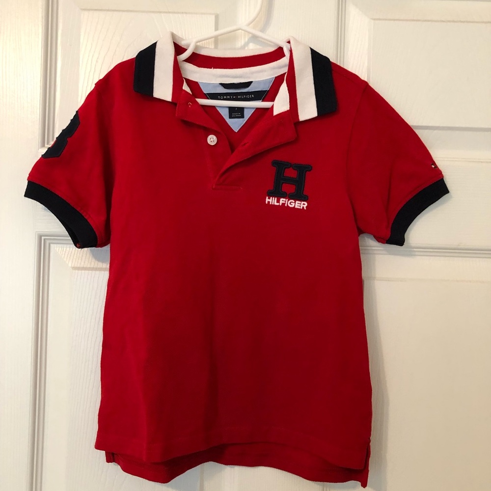 TH cranberry red polo